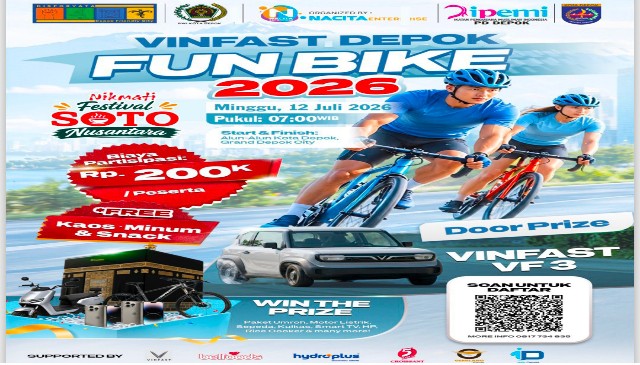 zon4d Kolaborasi PWI Depok dan IPEMI Segera Gelar VinFast Fun Bike 2026, Berhadiah Mobil Listrik dan Umrah